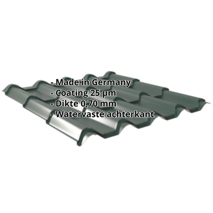 Dakpanplaat EUROPA Aluminium 0,70 mm | 25 µm Polyester | 6005 - Mosgroen Dakpanplaat EUROPA | Aluminium 0,70 mm | 25 µm Polyester | 6005 - Mosgroen #2