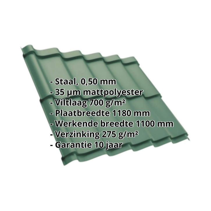 Dakpanplaat Szafir 350/15 | Anti-Drup 700 g/m² | Staal 0,50 mm | 35 µm Mattpolyester | 6005 - Mosgroen #2