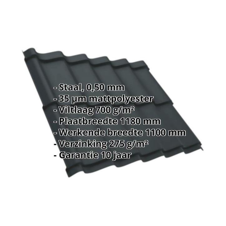 Dakpanplaat Szafir 350/15 | Anti-Drup 700 g/m² | Staal 0,50 mm | 35 µm Mattpolyester | 7016 - Antracietgrijs #2