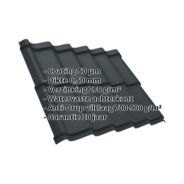 Dakpanplaat Szafir 350/15 | Anti-Drup 700 g/m² | Staal 0,50 mm | 50 µm PURLAK® | 7016 - Antracietgrijs #2