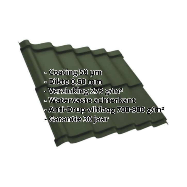 Dakpanplaat Szafir 350/15 | Anti-Drup 700 g/m² | Staal 0,50 mm | 50 µm PURMAT® | 011 - Groen #2