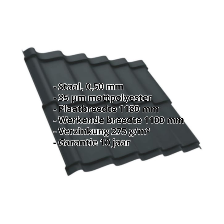 Dakpanplaat Szafir 350/15 | Staal 0,50 mm | 35 µm Mattpolyester | 7016 - Antracietgrijs #2