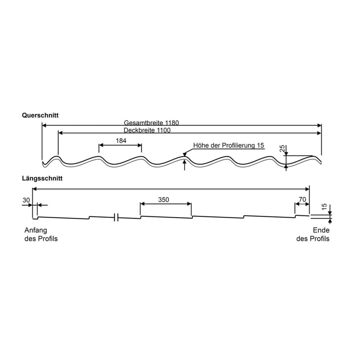 Dakpanplaat Szafir 350/15 | Staal 0,63 mm | 50 µm PURLAK® | 9002 - Grijswit #8