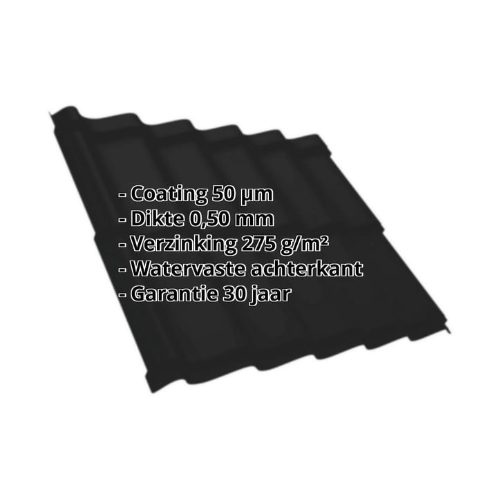 Dakpanplaat Szafir 350/15 | Staal 0,50 mm | 50 µm PURMAT® | 033 - Zwart #2