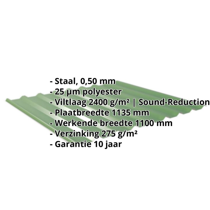 Damwandplaat 20/1100 | Dak | Anti-Drup 1000 g/m² Staal 0,50 mm | 25 µm Polyester | 6002 - Loofgroen Damwandplaat 20/1100 | Dak | Anti-Drup 1000 g/m² | Staal 0,50 mm | 25 µm Polyester | 6002 - Loofgroen #2