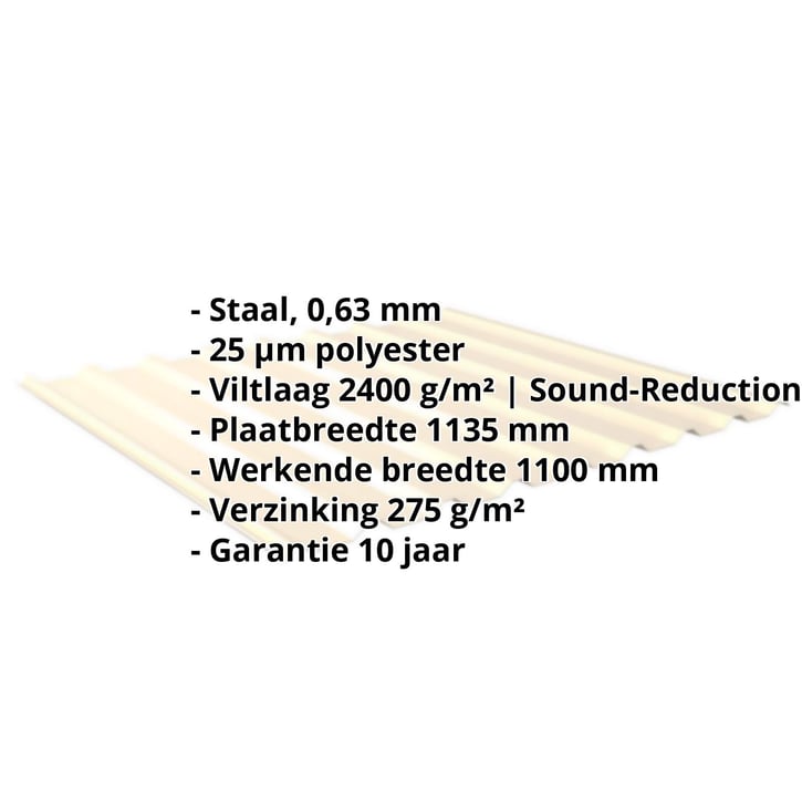 Damwandplaat 20/1100 | Dak | Anti-Drup 1000 g/m² Staal 0,63 mm | 25 µm Polyester | 1015 - Licht ivoorkleuri Damwandplaat 20/1100 | Dak | Anti-Drup 1000 g/m² | Staal 0,63 mm | 25 µm Polyester | 1015 - Licht ivoorkleuri #2