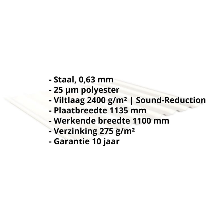 Damwandplaat 20/1100 | Dak | Anti-Drup 1000 g/m² Staal 0,63 mm | 25 µm Polyester | 9010 - Zuiverwit Damwandplaat 20/1100 | Dak | Anti-Drup 1000 g/m² | Staal 0,63 mm | 25 µm Polyester | 9010 - Zuiverwit #2