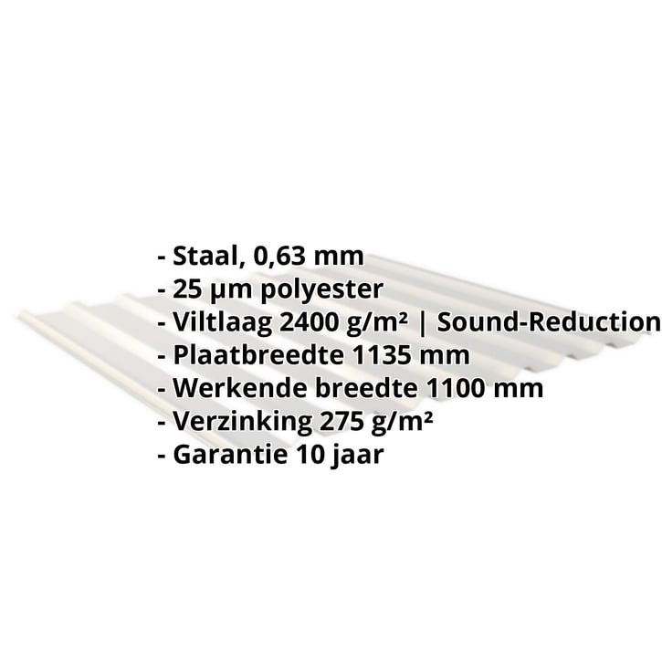 Damwandplaat 20/1100 | Dak | Anti-Drup 1000 g/m² | Staal 0,63 mm | 25 µm Polyester | 9006 - Zilver-Metallic #2