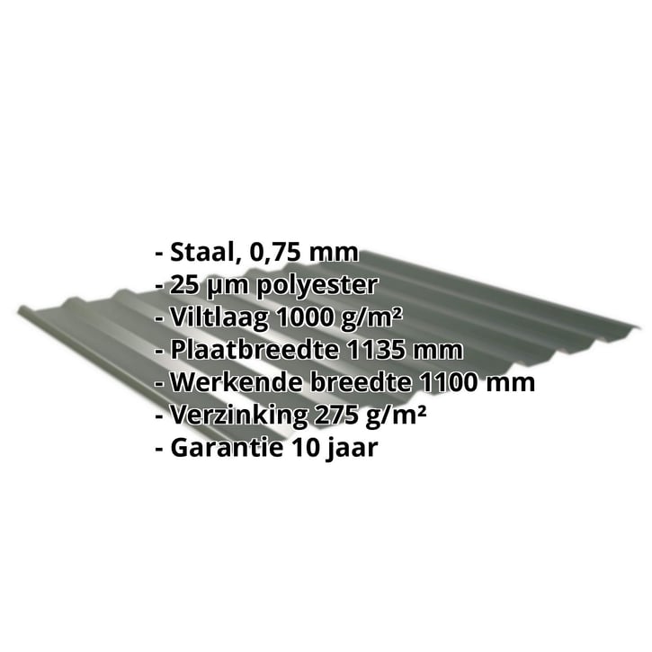 Damwandplaat 20/1100 | Dak | Anti-Drup 1000 g/m² Staal 0,75 mm | 25 µm Polyester | 6020 - Chroomoxydegroen Damwandplaat 20/1100 | Dak | Anti-Drup 1000 g/m² | Staal 0,75 mm | 25 µm Polyester | 6020 - Chroomoxydegroen #2