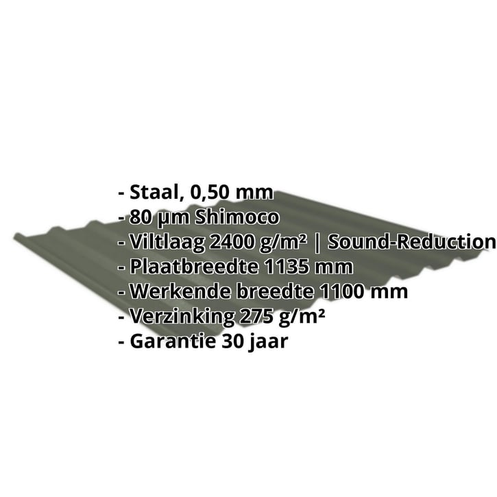 Damwandplaat 20/1100 | Dak | Anti-Drup 1000 g/m² Staal 0,50 mm | 80 µm Shimoco | 6020 - Chroomoxydegroen Damwandplaat 20/1100 | Dak | Anti-Drup 1000 g/m² | Staal 0,50 mm | 80 µm Shimoco | 6020 - Chroomoxydegroen #2