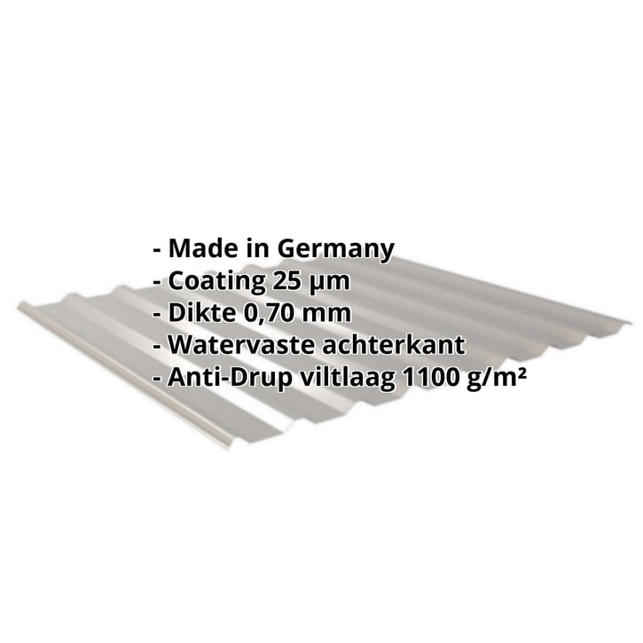 Damwandplaat 20/1100 | Dak | Anti-Drup 1000 g/m² Aluminium 0,70 mm | 25 µm Polyester | 9007 - Grijs aluminiumkleurig Damwandplaat 20/1100 | Dak | Anti-Drup 1000 g/m² | Aluminium 0,70 mm | 25 µm Polyester | 9007 - Grijs aluminiumkleurig #2