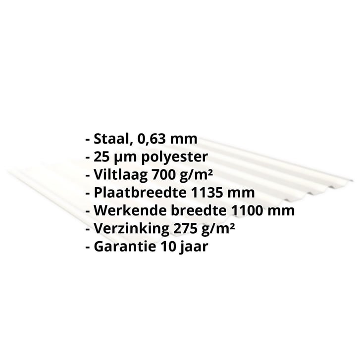 Damwandplaat 20/1100 | Dak | Anti-Drup 700 g/m² Staal 0,63 mm | 25 µm Polyester | 9010 - Zuiverwit Damwandplaat 20/1100 | Dak | Anti-Drup 700 g/m² | Staal 0,63 mm | 25 µm Polyester | 9010 - Zuiverwit #2