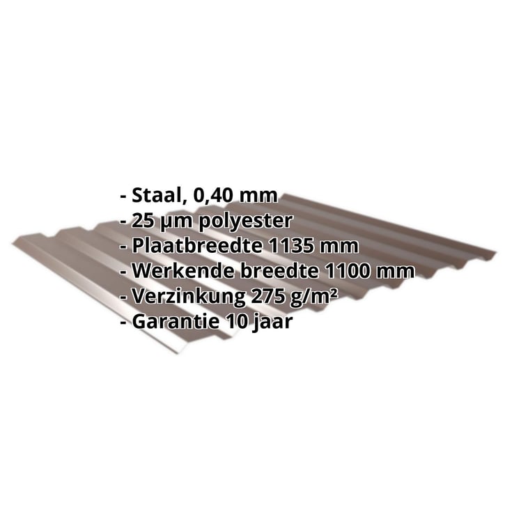 Damwandplaat 20/1100 | Gevel | Restpartij Staal 0,40 mm | 25 µm Polyester | 8014 - Sepiabruin Damwandplaat 20/1100 | Gevel | Restpartij | Staal 0,40 mm | 25 µm Polyester | 8014 - Sepiabruin #2