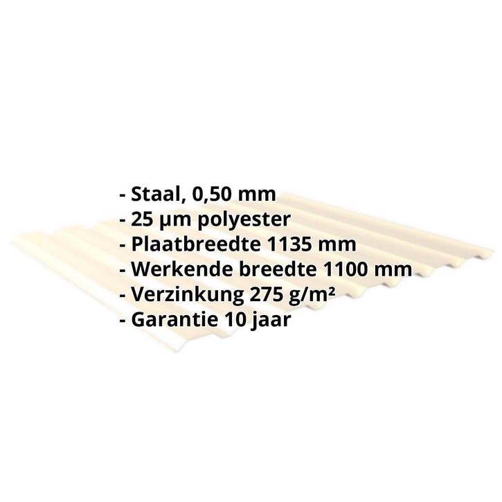 Damwandplaat 20/1100 | Gevel Staal 0,50 mm | 25 µm Polyester | 1015 - Licht ivoorkleurig Damwandplaat 20/1100 | Gevel | Staal 0,50 mm | 25 µm Polyester | 1015 - Licht ivoorkleurig #2