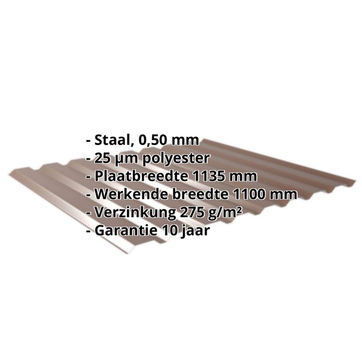 Damwandplaat 20/1100 | Gevel Staal 0,50 mm | 25 µm Polyester | 8011 - Notenbruin Damwandplaat 20/1100 | Gevel | Staal 0,50 mm | 25 µm Polyester | 8011 - Notenbruin #2