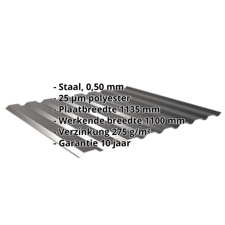 Damwandplaat 20/1100 | Gevel Staal 0,50 mm | 25 µm Polyester | 9005 - Gitzwart Damwandplaat 20/1100 | Gevel | Staal 0,50 mm | 25 µm Polyester | 9005 - Gitzwart #2