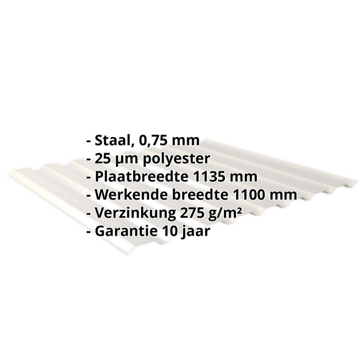 Damwandplaat 20/1100 | Gevel | Staal 0,75 mm | 25 µm Polyester | 9002 - Grijswit #2