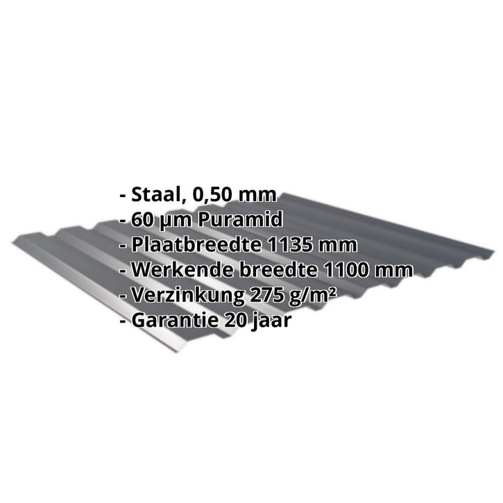 Damwandplaat 20/1100 | Gevel Staal 0,50 mm | 60 µm Puramid | 7016 - Antracietgrijs Damwandplaat 20/1100 | Gevel | Staal 0,50 mm | 60 µm Puramid | 7016 - Antracietgrijs #2