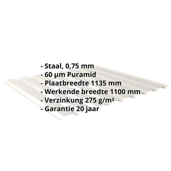 Damwandplaat 20/1100 | Gevel Staal 0,75 mm | 60 µm Puramid | 9002 - Grijswit Damwandplaat 20/1100 | Gevel | Staal 0,75 mm | 60 µm Puramid | 9002 - Grijswit #2