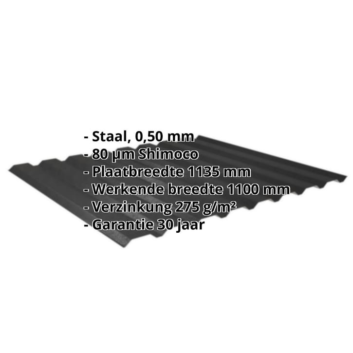 Damwandplaat 20/1100 | Gevel Staal 0,50 mm | 80 µm Shimoco | 9005 - Gitzwart Damwandplaat 20/1100 | Gevel | Staal 0,50 mm | 80 µm Shimoco | 9005 - Gitzwart #2