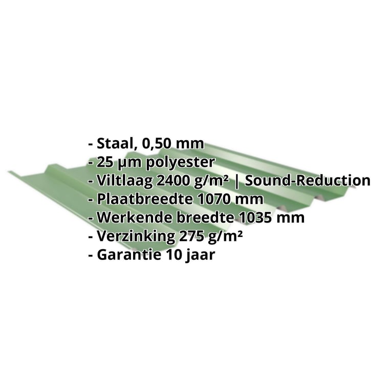 Damwandplaat 35/207 | Dak | Anti-Drup 1000 g/m² | Staal 0,50 mm | 25 µm Polyester | 6002 - Loofgroen #2
