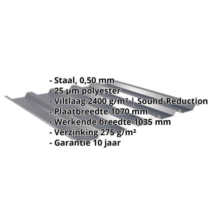Damwandplaat 35/207 | Dak | Anti-Drup 1000 g/m² Staal 0,50 mm | 25 µm Polyester | 7016 - Antracietgrijs Damwandplaat 35/207 | Dak | Anti-Drup 1000 g/m² | Staal 0,50 mm | 25 µm Polyester | 7016 - Antracietgrijs #2