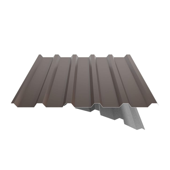Damwandplaat 35/207 | Dak | Anti-Drup 1000 g/m² | Staal 0,50 mm | 25 µm Polyester | 8011 - Notenbruin #6
