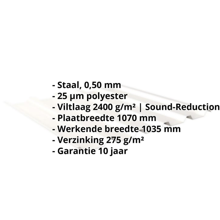 Damwandplaat 35/207 | Dak | Anti-Drup 1000 g/m² | Staal 0,50 mm | 25 µm Polyester | 9010 - Zuiverwit #2