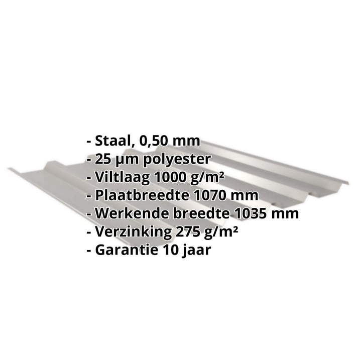 Damwandplaat 35/207 | Dak | Anti-Drup 1000 g/m² | Staal 0,50 mm | 25 µm Polyester | 9007 - Grijs aluminiumkleurig #2