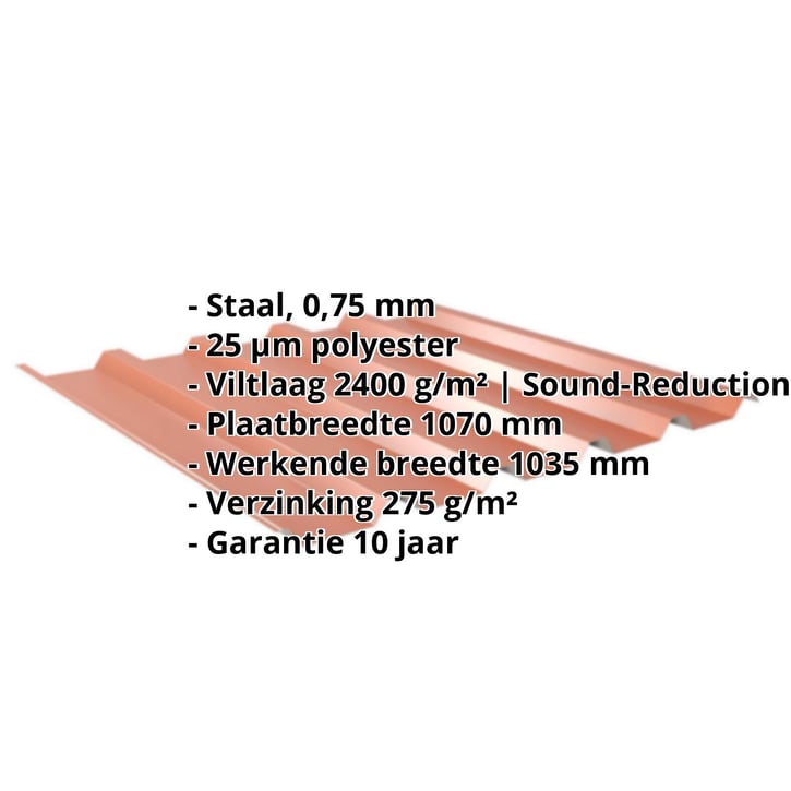 Damwandplaat 35/207 | Dak | Anti-Drup 1000 g/m² Staal 0,75 mm | 25 µm Polyester | 8004 - Koperbruin Damwandplaat 35/207 | Dak | Anti-Drup 1000 g/m² | Staal 0,75 mm | 25 µm Polyester | 8004 - Koperbruin #2