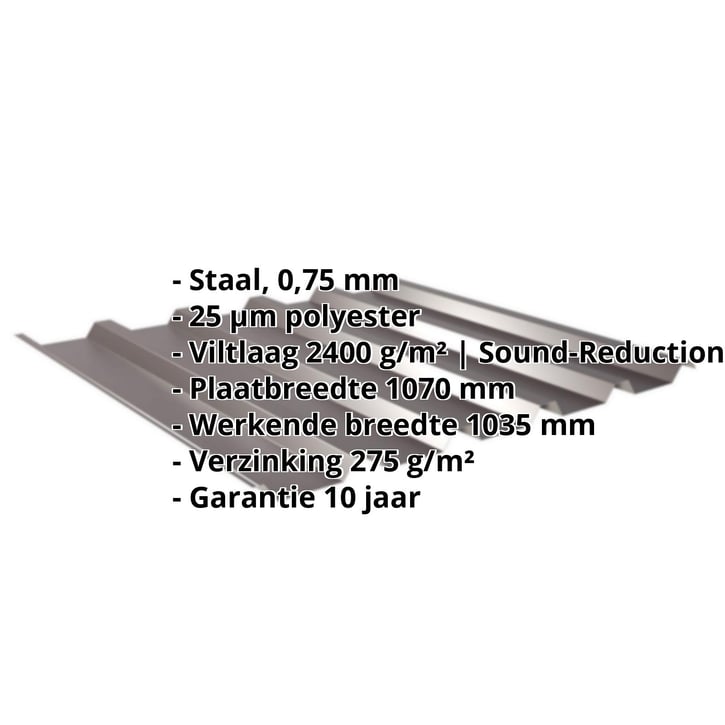 Damwandplaat 35/207 | Dak | Anti-Drup 1000 g/m² | Staal 0,75 mm | 25 µm Polyester | 8017 - Chocoladebruin #2