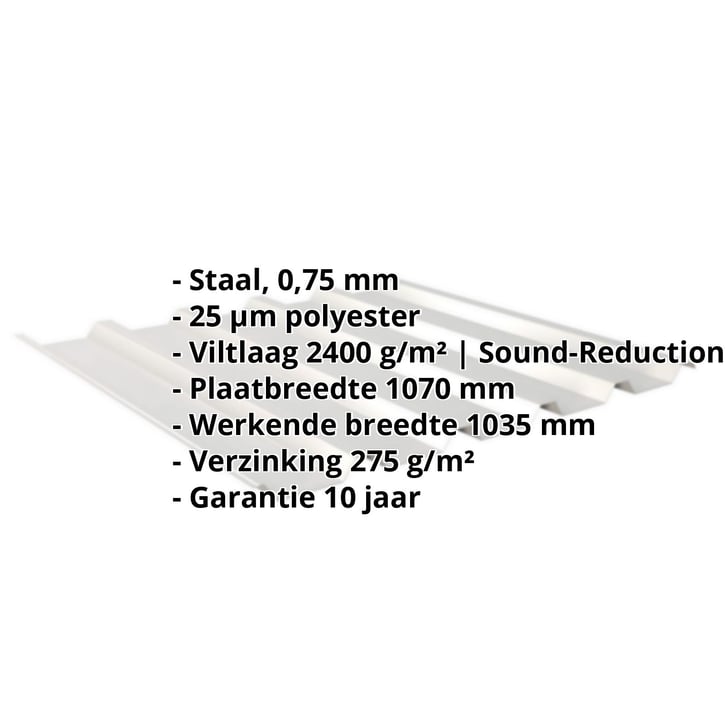 Damwandplaat 35/207 | Dak | Anti-Drup 1000 g/m² | Staal 0,75 mm | 25 µm Polyester | 9006 - Zilver-Metallic #2
