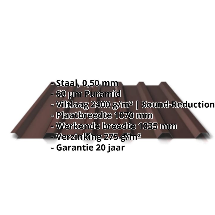 Damwandplaat 35/207 | Dak | Anti-Drup 1000 g/m² | Staal 0,50 mm | 60 µm Puramid | 8017 - Chocoladebruin #2