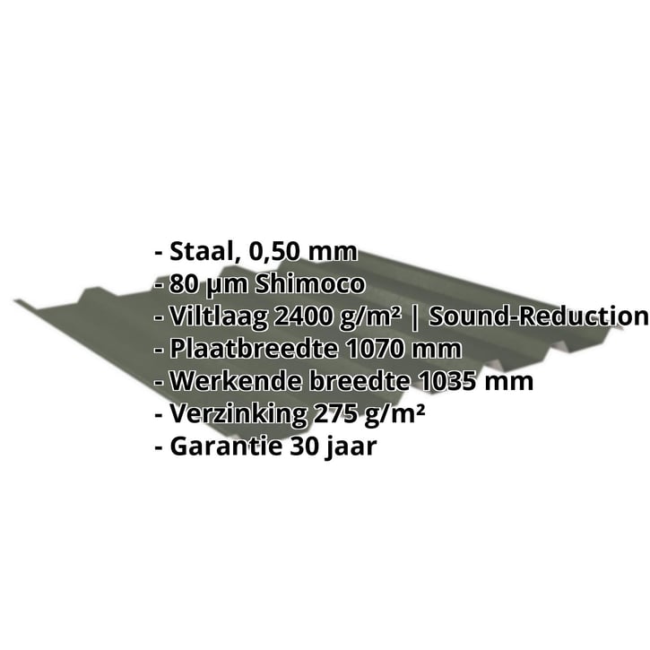 Damwandplaat 35/207 | Dak | Anti-Drup 1000 g/m² Staal 0,50 mm | 80 µm Shimoco | 6020 - Chroomoxydegroen Damwandplaat 35/207 | Dak | Anti-Drup 1000 g/m² | Staal 0,50 mm | 80 µm Shimoco | 6020 - Chroomoxydegroen #2