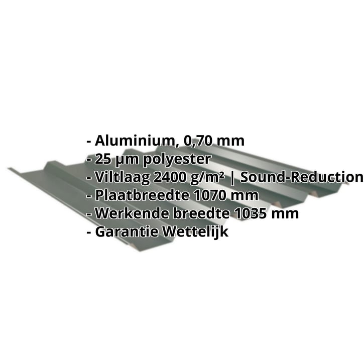 Damwandplaat 35/207 | Dak | Anti-Drup 2400 g/m² | Aluminium 0,70 mm | 25 µm Polyester | 6005 - Mosgroen #2