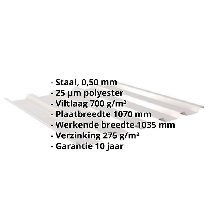 Damwandplaat 35/207 | Dak | Anti-Drup 700 g/m² Staal 0,50 mm | 25 µm Polyester | 7035 - Lichtgrijs Damwandplaat 35/207 | Dak | Anti-Drup 700 g/m² | Staal 0,50 mm | 25 µm Polyester | 7035 - Lichtgrijs #2