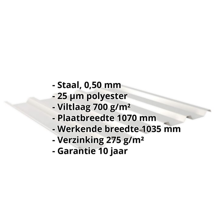 Damwandplaat 35/207 | Dak | Anti-Drup 700 g/m² | Staal 0,50 mm | 25 µm Polyester | 9006 - Zilver-Metallic #2