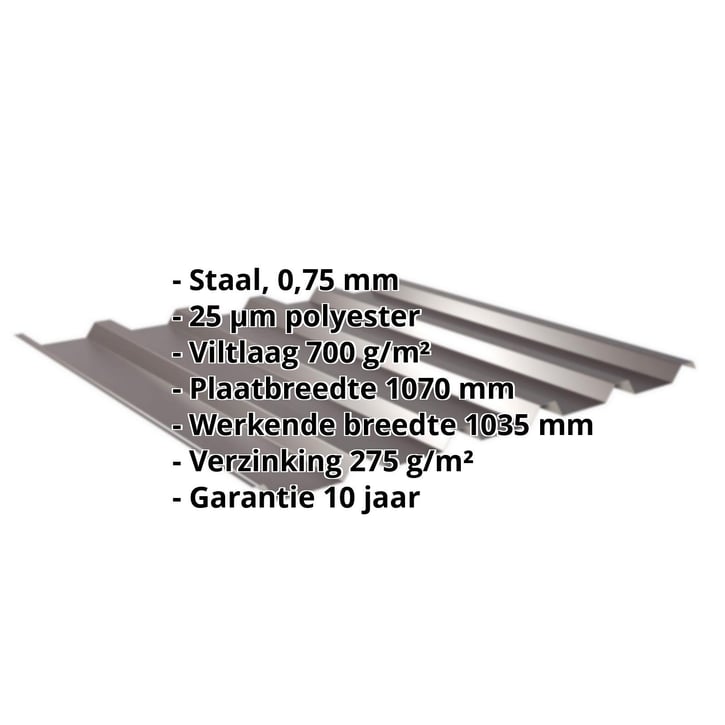 Damwandplaat 35/207 | Dak | Anti-Drup 700 g/m² | Staal 0,75 mm | 25 µm Polyester | 8017 - Chocoladebruin #2