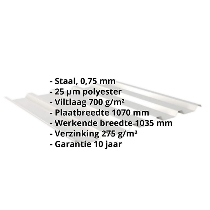 Damwandplaat 35/207 | Dak | Anti-Drup 700 g/m² | Staal 0,75 mm | 25 µm Polyester | 9006 - Zilver-Metallic #2