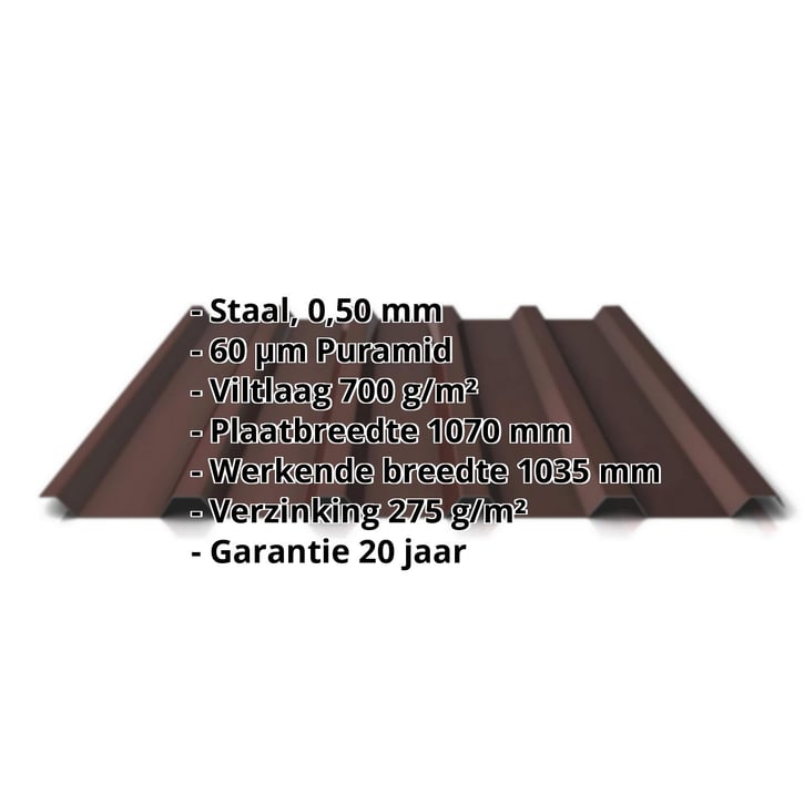 Damwandplaat 35/207 | Dak | Anti-Drup 700 g/m² | Staal 0,50 mm | 60 µm Puramid | 8017 - Chocoladebruin #2