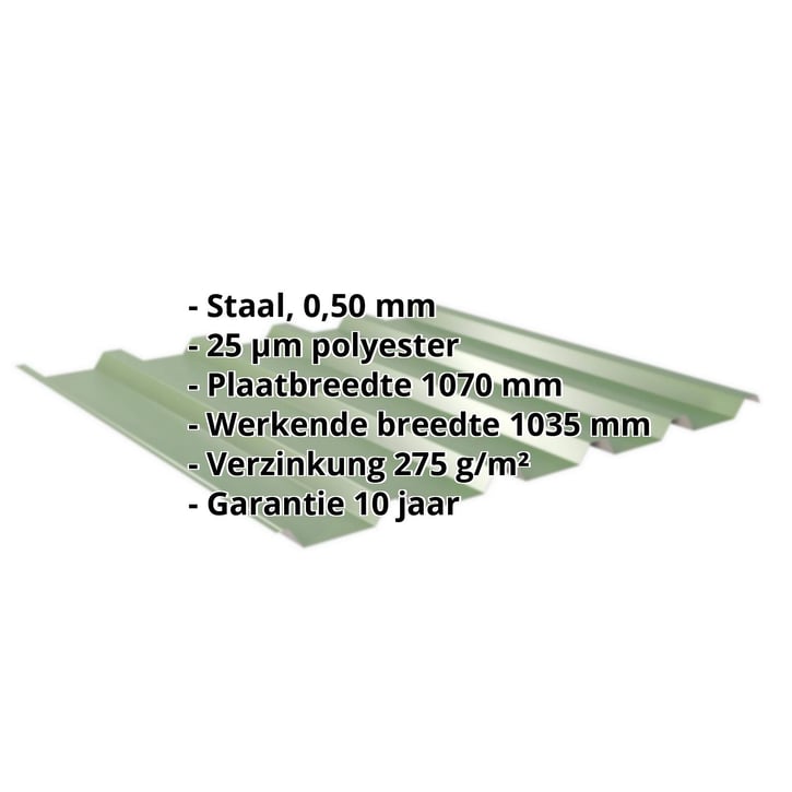 Damwandplaat 35/207 | Dak | Staal 0,50 mm | 25 µm Polyester | 6011 - Resedagroen #2
