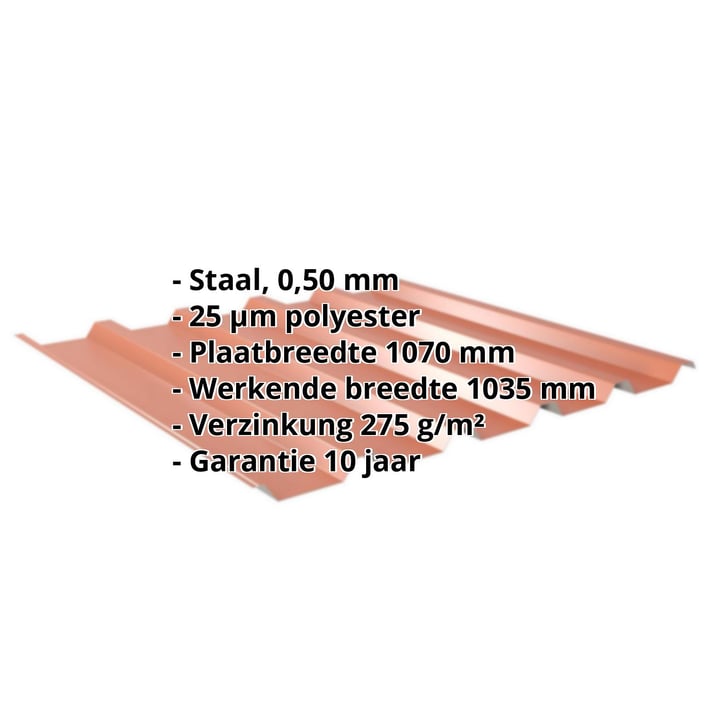 Damwandplaat 35/207 | Dak | Staal 0,50 mm | 25 µm Polyester | 8004 - Koperbruin #2
