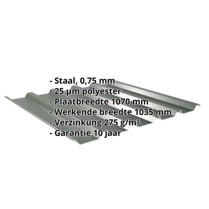 Damwandplaat 35/207 | Dak Staal 0,75 mm | 25 µm Polyester | 6020 - Chroomoxydegroen Damwandplaat 35/207 | Dak | Staal 0,75 mm | 25 µm Polyester | 6020 - Chroomoxydegroen #2