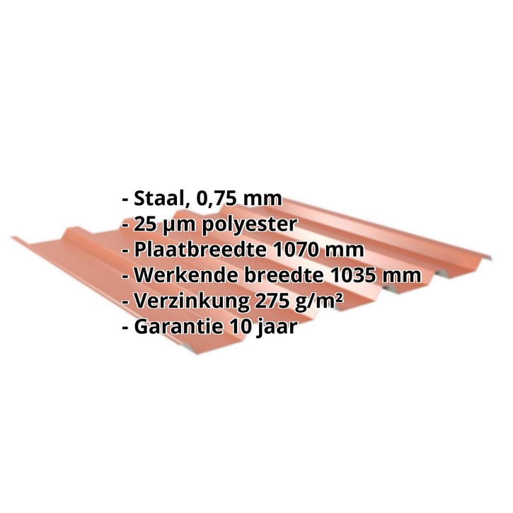 Damwandplaat 35/207 | Dak | Staal 0,75 mm | 25 µm Polyester | 8004 - Koperbruin #2