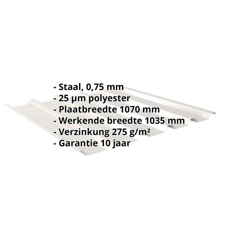Damwandplaat 35/207 | Dak | Staal 0,75 mm | 25 µm Polyester | 9002 - Grijswit #2
