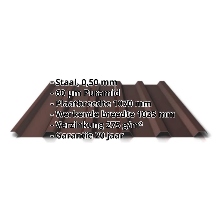 Damwandplaat 35/207 | Dak | Staal 0,50 mm | 60 µm Puramid | 8017 - Chocoladebruin #2
