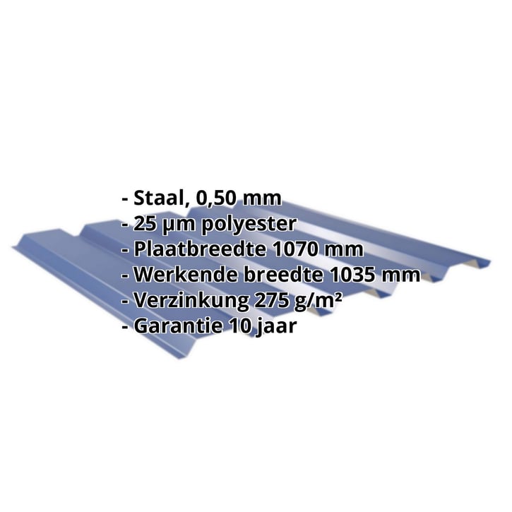 Damwandplaat 35/207 | Gevel | Staal 0,50 mm | 25 µm Polyester | 5010 - Gentiaanblauw #2
