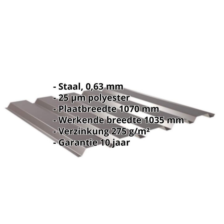 Damwandplaat 35/207 | Gevel Staal 0,63 mm | 25 µm Polyester | 8017 - Chocoladebruin Damwandplaat 35/207 | Gevel | Staal 0,63 mm | 25 µm Polyester | 8017 - Chocoladebruin #2