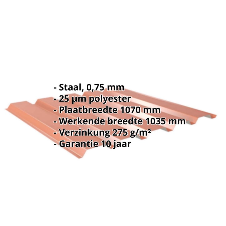 Damwandplaat 35/207 | Gevel Staal 0,75 mm | 25 µm Polyester | 8004 - Koperbruin Damwandplaat 35/207 | Gevel | Staal 0,75 mm | 25 µm Polyester | 8004 - Koperbruin #2