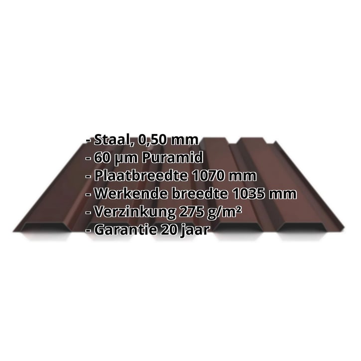 Damwandplaat 35/207 | Gevel | Staal 0,50 mm | 60 µm Puramid | 8017 - Chocoladebruin #2